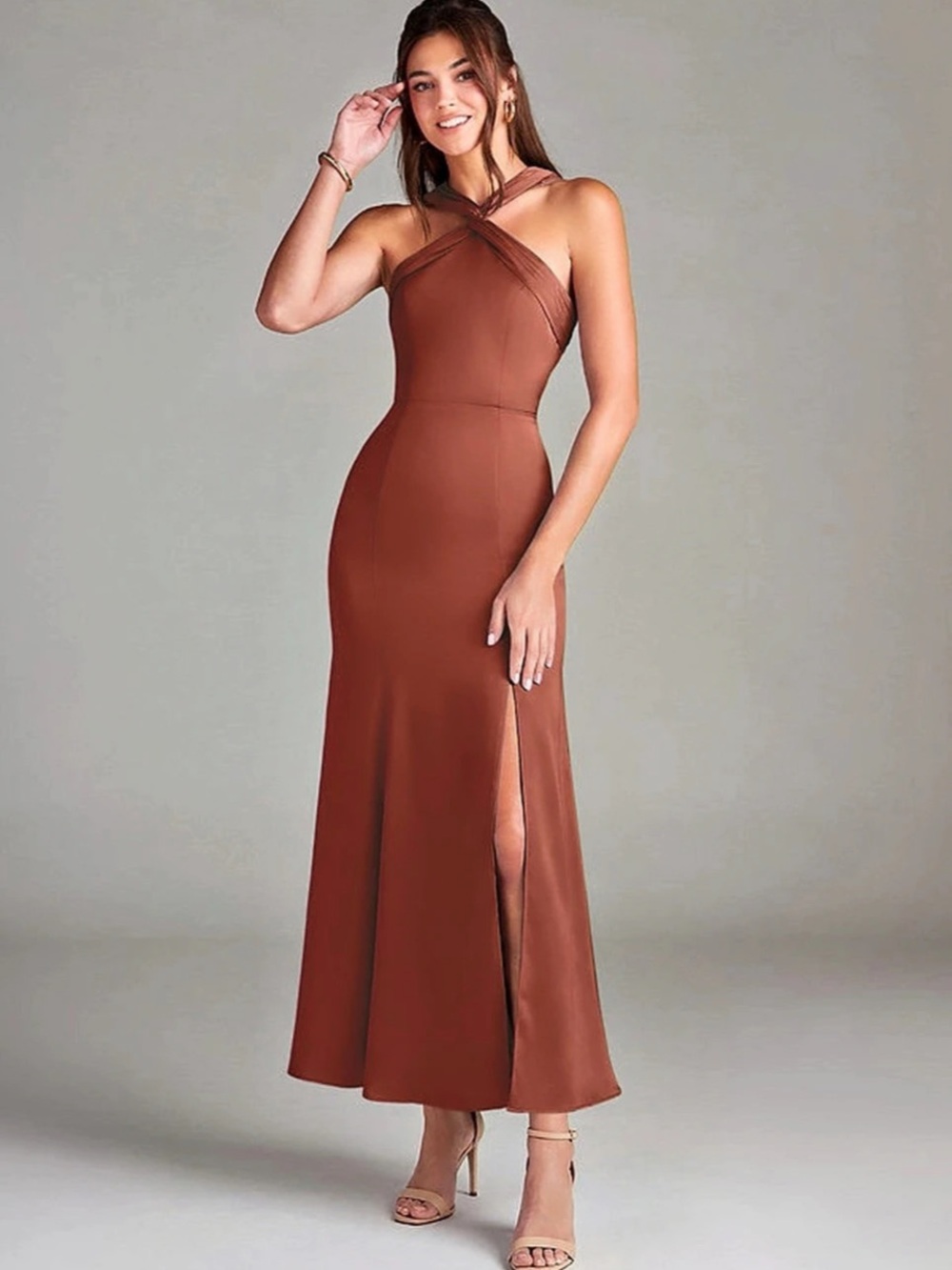 Azazie Maxi Dress in Auburn Size 00 Like New